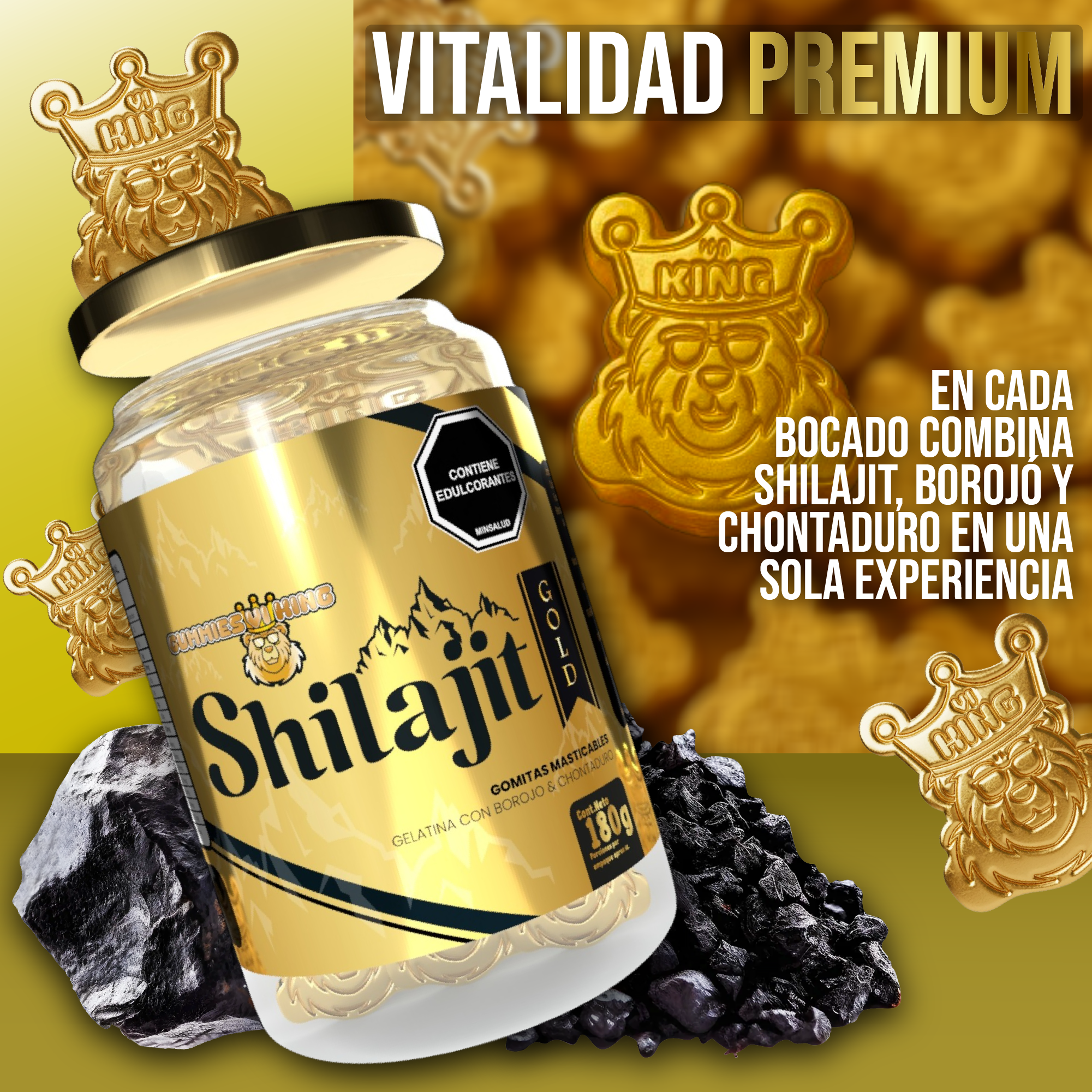 Miniatura 2 de Trio Shilajit Gold Gomas Envase de 60Und